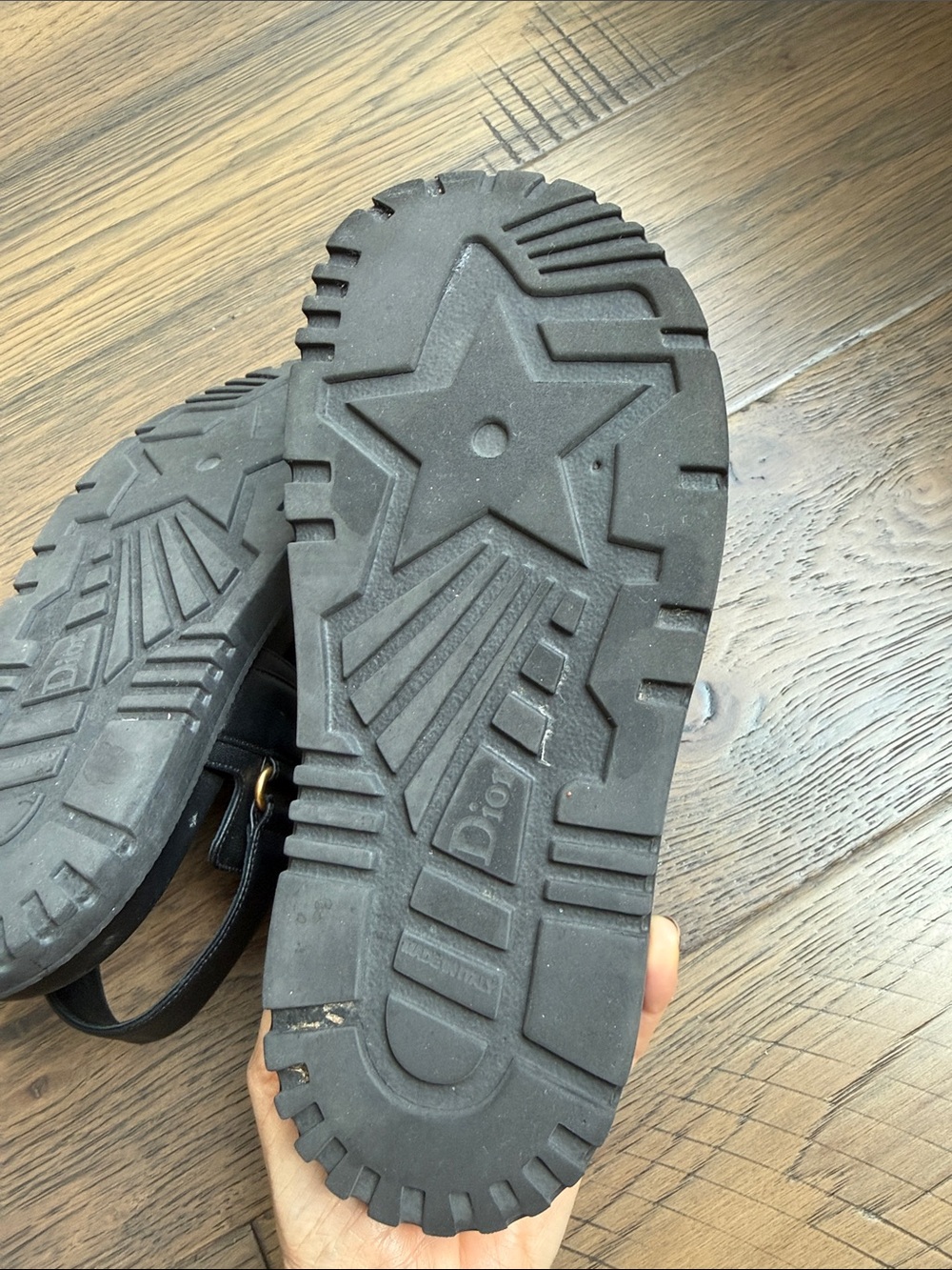 Dior Black Leather Dioract Sandals with Gold hardware 37.5 US 7 - Picture 6 of 8